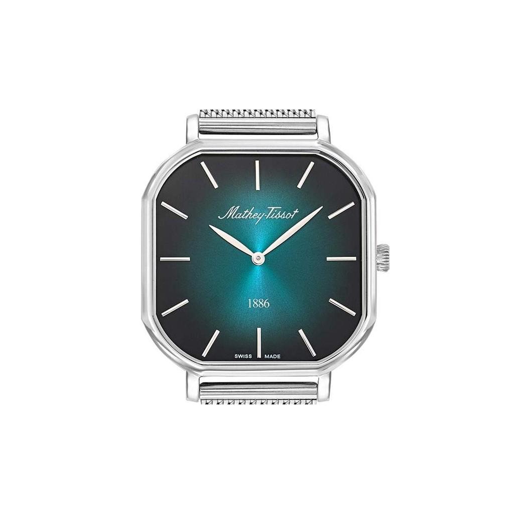 Mathey-Tissot Мужские часы Monsoon Square из нержавеющей стали с зеленым циферблатом, кварцевые H7917AV