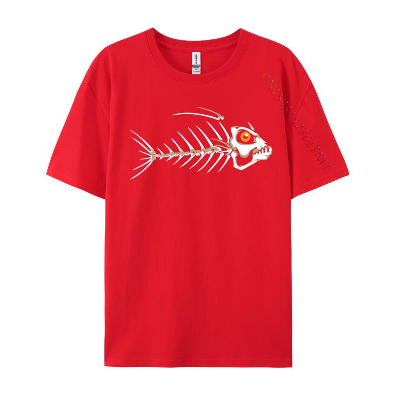Fish Skeleton Bones Custom Plain Funny Luxury Designer T-Shirts Cotton T Shirt For Men Party Tee Shirts