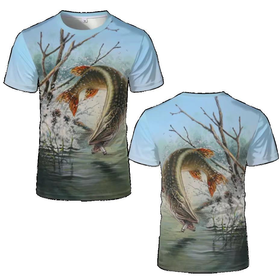 Летний топ с круглым вырезом и 3D-принтом карпа, модная повседневная мужская футболка с коротким рукавом