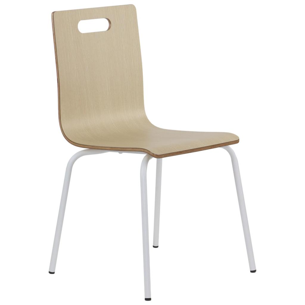 Natural plywood chair with white frame. Model WERDI A