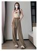 Summer 2024 Women's High Waist Versatile Wide-Leg Suit Pants with Drawstring, Size 145 Slimming