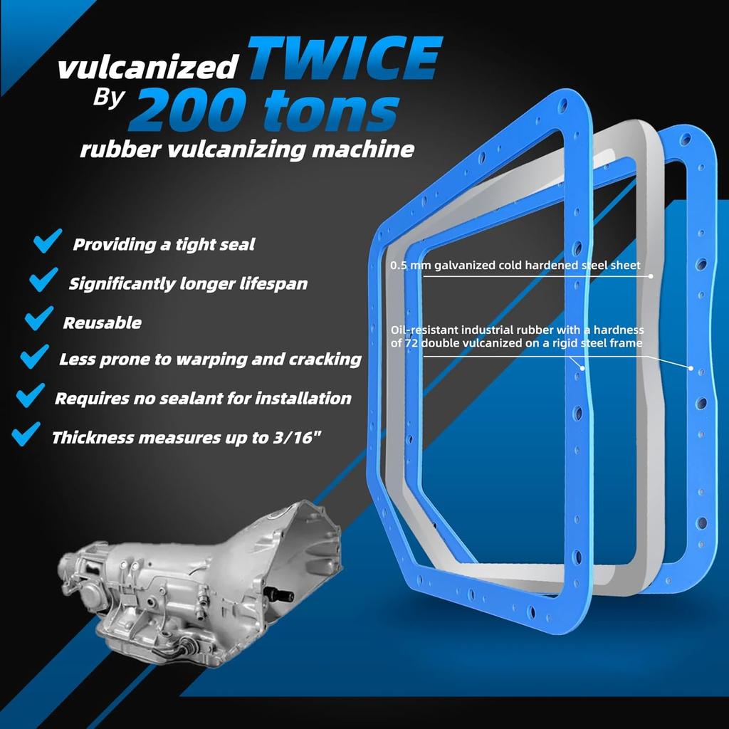 Transmission Oil Pan Gasket Fit For GM Turbo 350, Compatible With Moroso 93102. Upgraded With Steel Shim Ide, Made Of High Durometer Vulcanized
