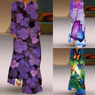 Женская мода лето весна повседневные платья с длинным рукавом и v-образным вырезом