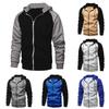 Мужской цветной контрастный кардиган на молнии, толстовка с капюшоном, повседневная плюшевая верхняя одежда больших размеров