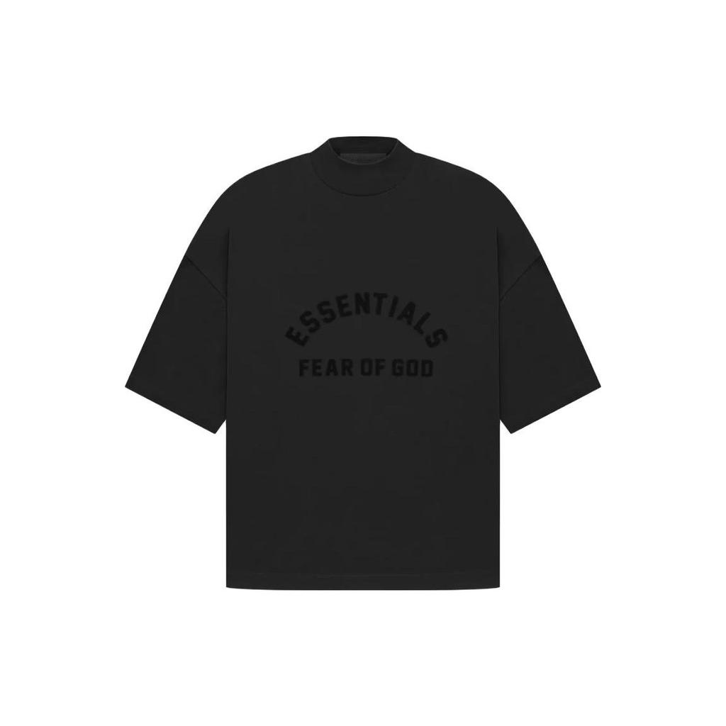 Fear of God Essentials Logo Print Crewneck Short Sleeve T-Shirt Unisex Tops Jet-Black 125SP232006F