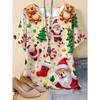 Women's summer round neck stretch T-shirt, three-dimensional Christmas gift doll full of digital printing patterns