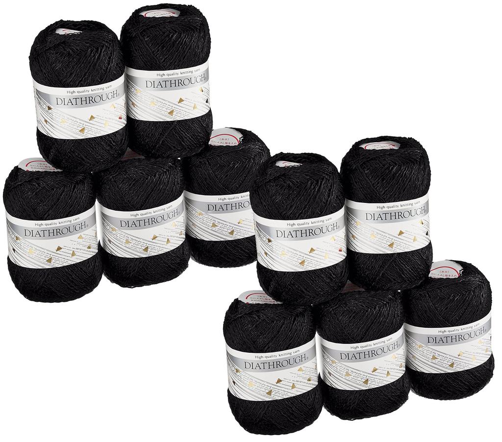 Пряжа Diamond Упаковка из 10 мотков пряжи Dia-Thru Ultra-Fine, Col. 104, Черный, 25 г, Прибл.. 325 м,