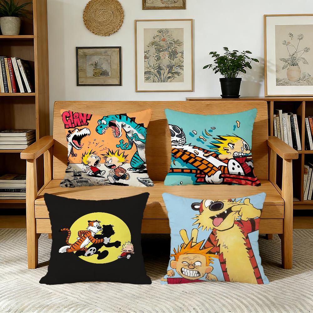 Ccalvinn logo anime cute cushion cover For Pillow Printing Sofa Decoration Home Car Room Coffee Shop Office Nordic Simplicity