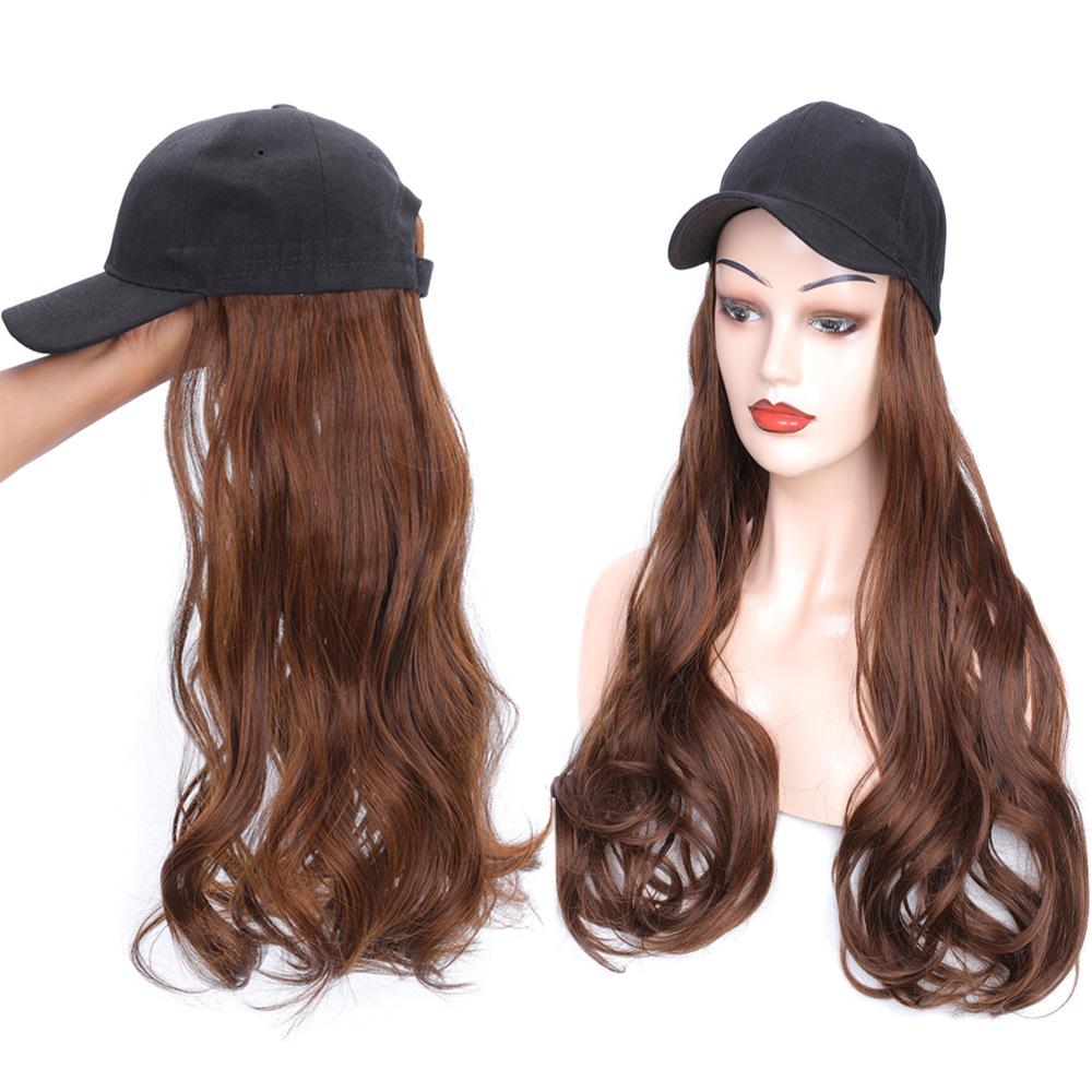 Hair Wig With Baseball Cap Straight&Wave Curly Hair Women Girl's Wigs