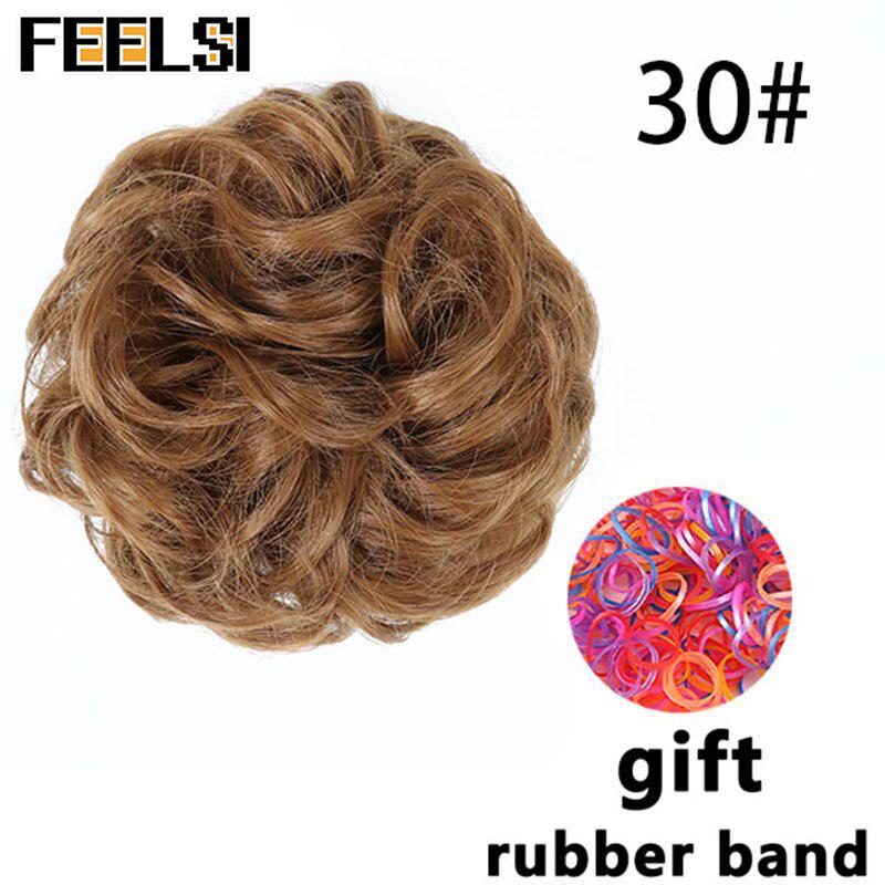 Женский вьющийся шиньон с эластичной резинкой, синтетическая резинка для волос, небрежный пучок, шиньоны
