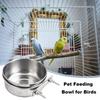 1/2Pcs Small Bird Cage Feeding Bowl with Clamp Stainless Steel Water Food Dish Pet Feeder Coop Accessories for Parrot Cockatiel Macaw Lovebirds