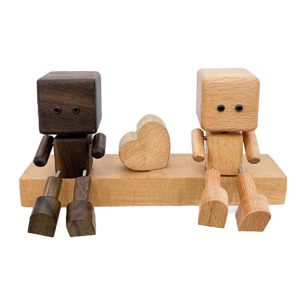 Car Dashboard Statue Shaking Feet Wooden Doll Couple Decorative Man Figurine Creative