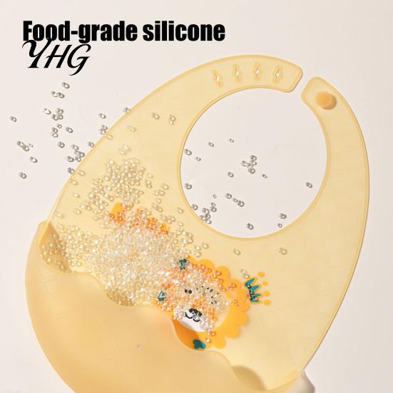 Easy Clean Toddler Bibs Silicone Baby Bib with Food Catcher Pocket, Waterproof Lightweight Adjustable Infant Eating Babies Feeding Bib, Foldable for