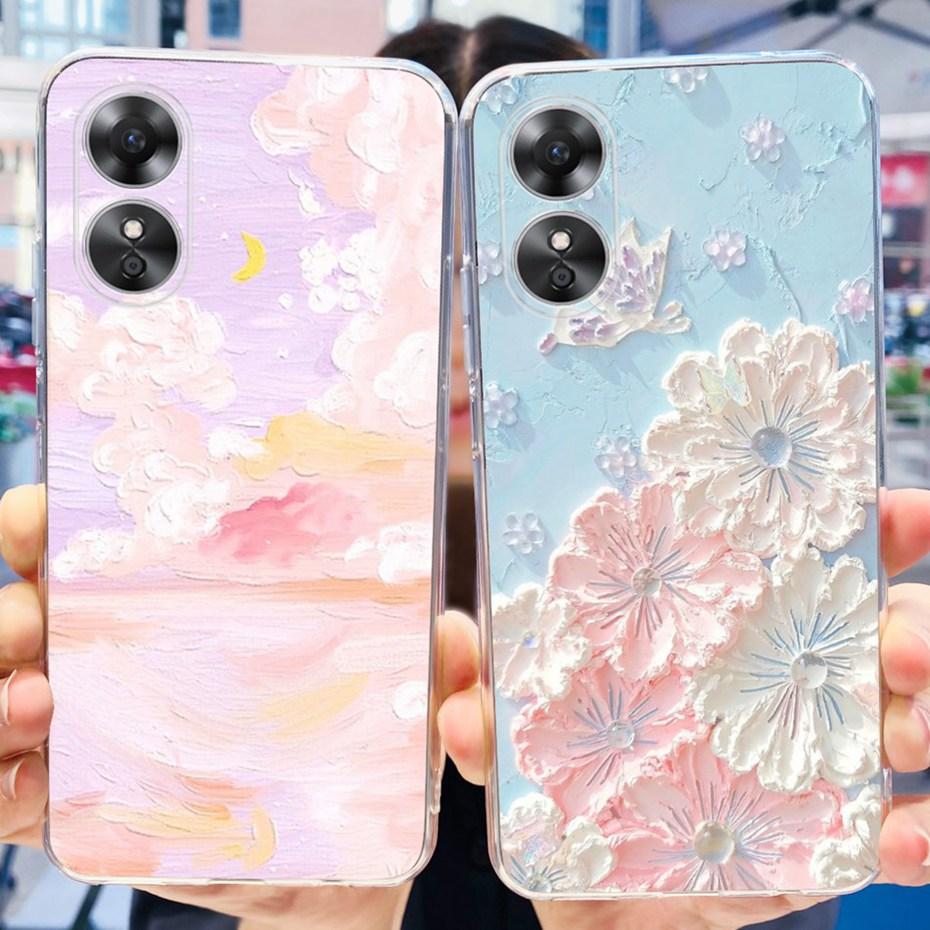 Красивый чехол с принтом для OPPO A17 (CPH2477) Мягкая силиконовая ТПУ задняя крышка для чехлов телефона Oppo A17 A 17 4G