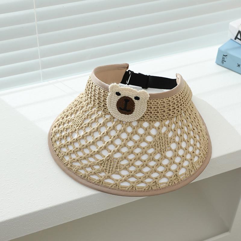 Children's Sun Protection Hat Summer Empty Top Sun Hat Boys and Girls UV Sun Hat Cartoon Straw Woven Hat Cool Hat