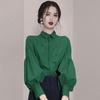 Французская ретро-рубашка для женщин Niche Design Unique Temperament Bubble Sleeves Striped Top для женщин