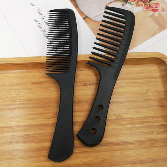 Hairdressing Comb Non-slip User-friendly Carbon Fiber Wide Teeth Lifespan Beauty Anti-fade Long Accessory Nylon Black Comb