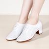 New Latin Dance Shoes Women's Body Dance Real Microfiber Soft Sole Middle Heel Leather Square Friendship Sailors Dance Shoes 2025