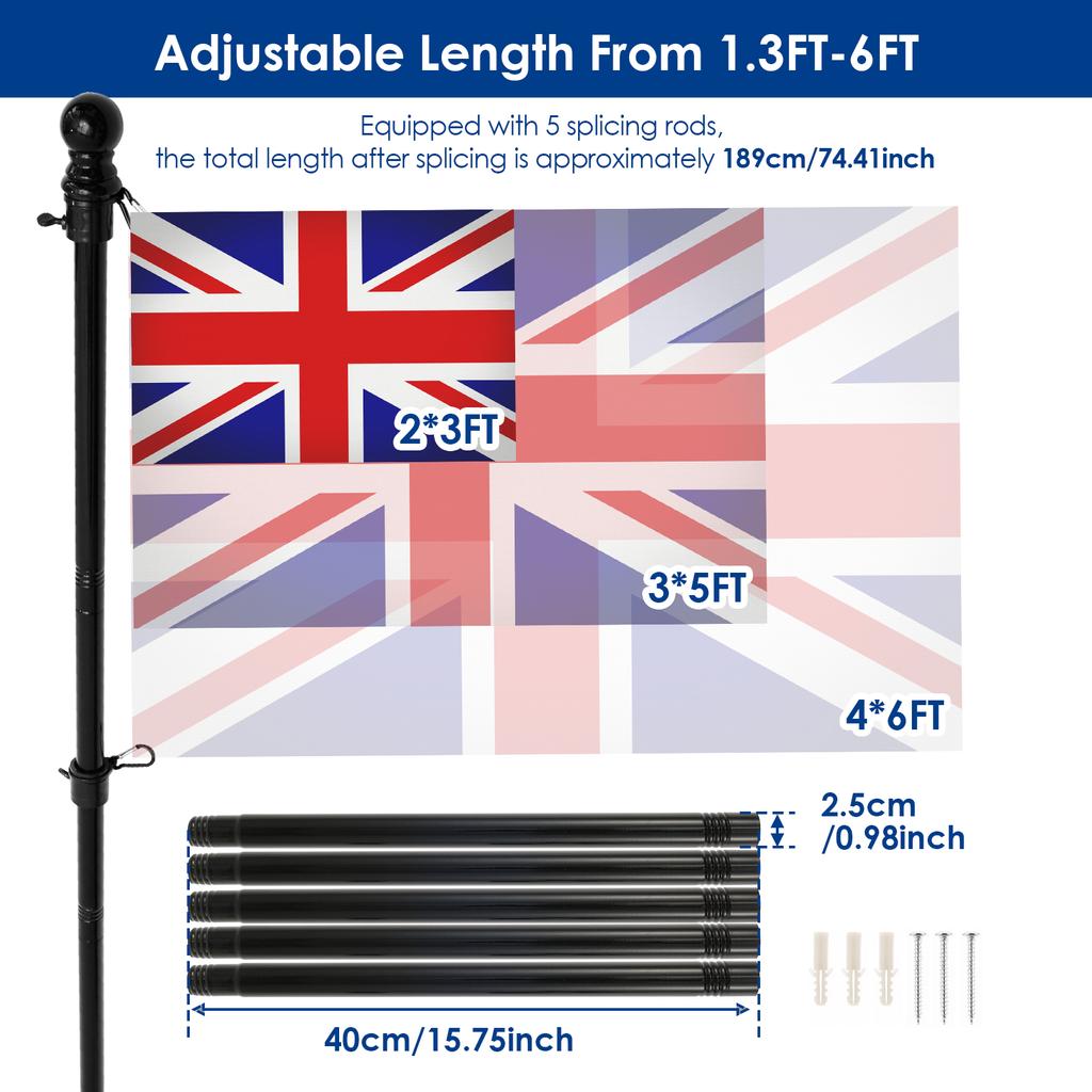 5/8,5 футов регулируемый флагшток комплект из нержавеющей стали настенный держатель для флагштока двора баннер для крыльца дома жилого