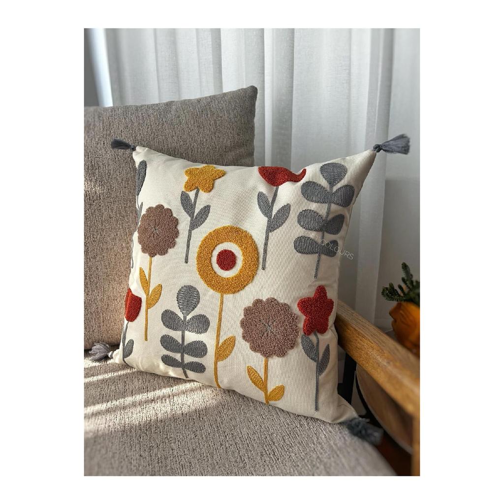 Bohemian Authentic 100% Cotton Linen Jacquard Fabric Throw Pillow 43x43 Cm