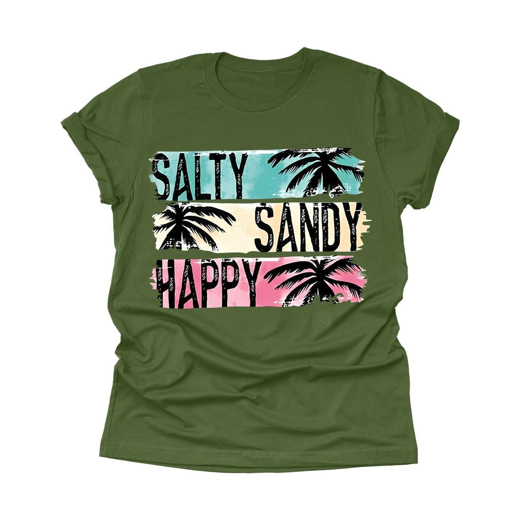 Women's Fashion Casual Summer Comfortable Printed Round Neck Short Sleeve Top Blouse