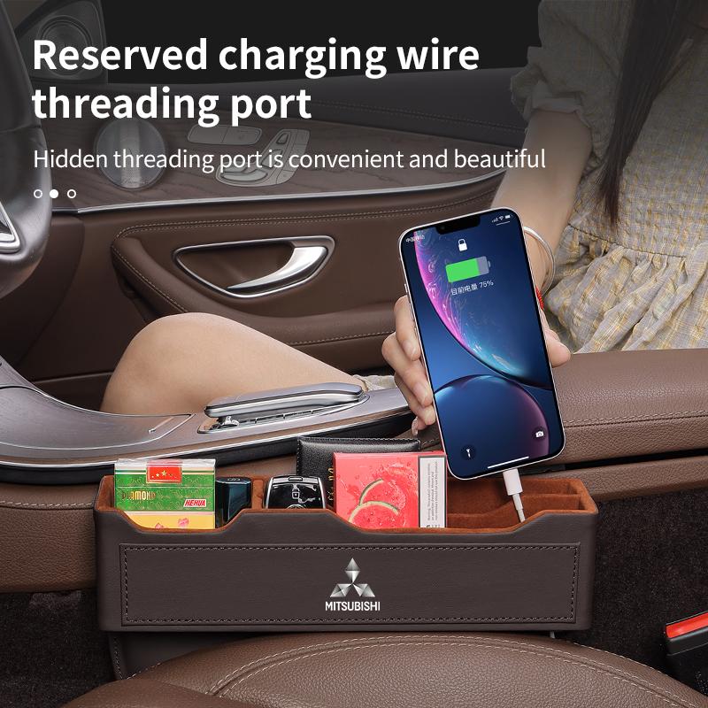 Car Seat Gap Organizer Seat Crevice Slot Storage Box For Mitsubishi Outlander Pajero Lancer Evolution X Ralliart Asx L200 Triton TX1