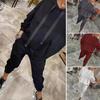 2 Pcs/Set Women Hoodie Pants Suit Long Sleeves with Sequined Pocket Solid Color Top Elastic Waist Trousers Daily Wear Sport Outfit Fall Spring