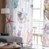 Летние акварельные морские тюль-шторы для окон гостиной спальни отеля роскошные украшения прозрачные шторы