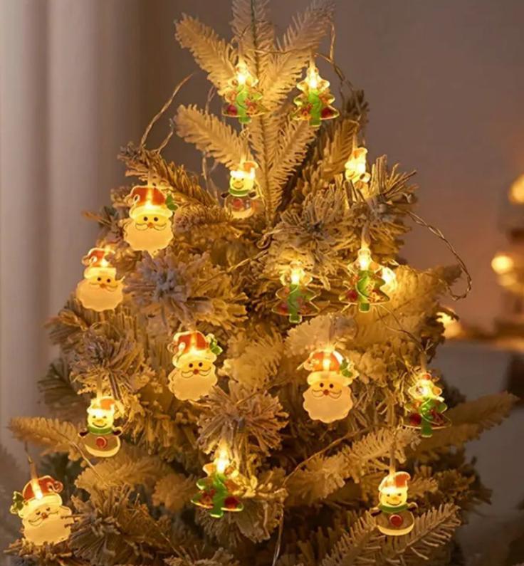 Santa Claus Snowman Christmas Tree LED Lights Christmas Decoration Hanging Ornaments Colorful Light Strings Christmas Decorative Ambient Light Strings