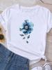 (Азиатский размер) Одежда Футболка Футболка Женская Милая акварель с цветочным принтом Модные женские футболки с короткими рукавами и графикой
