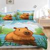 3pcs Capybara, Waterfront Duvet Cover Set - Machine Washable, Includes 1 Cover and 2 Pillowcases, No Core Included yy251013107