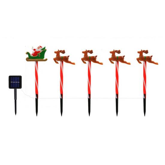 Solar Christmas Stake Lights Waterproof Outdoor Lawn Decor with Santa And Snowman Warm White LED String Lights for Yard And Pathway