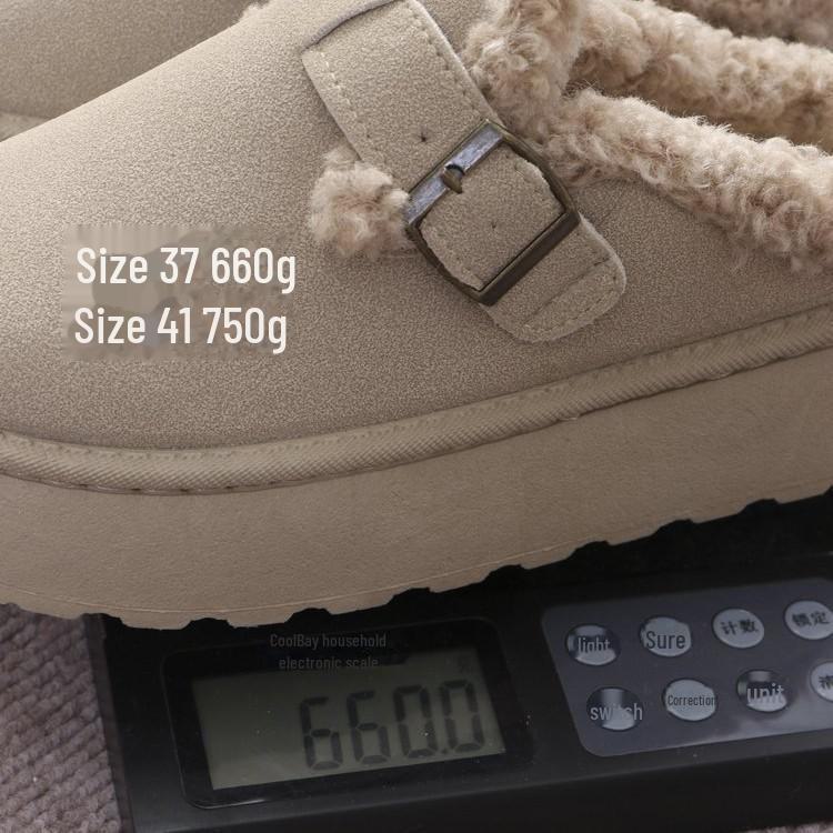 Женские плюшевые тапочки из хлопка с толстой подошвой и пряжкой для осени/зимы