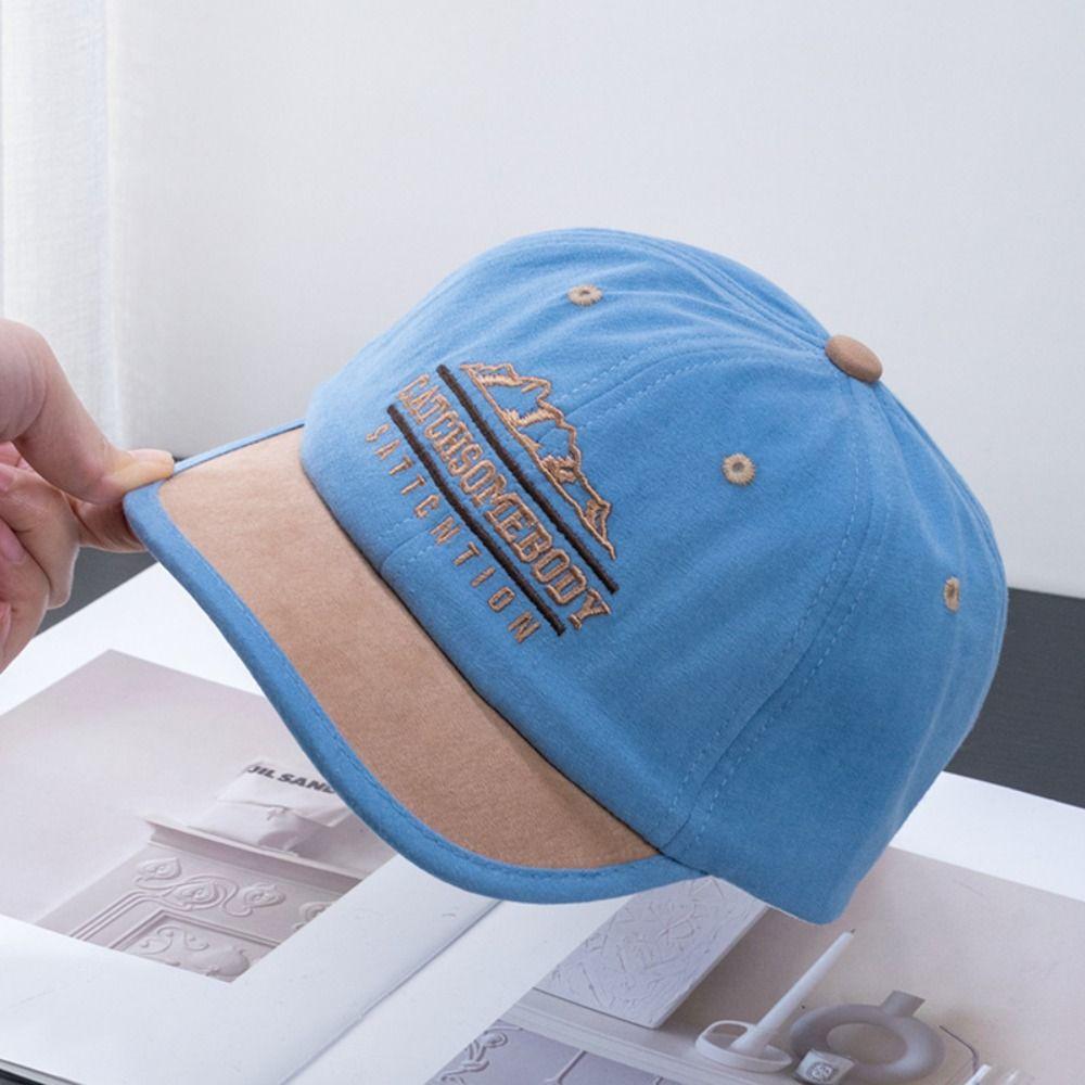 Casual Short Brim Baseball Hat Embroidery Peaked Cap Retro Letter Baseball Cap Girls