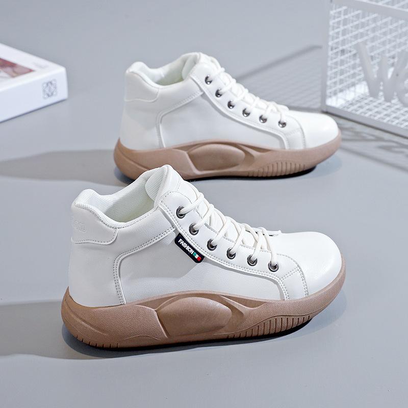 Women's Sports Shoes Spring and Autumn Style High Top White Shoes Student Versatile Sponge Cake Shoes