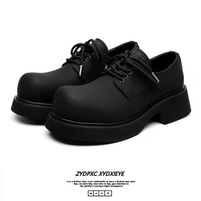 Черные кожаные туфли с толстой подошвой и большим носом для мужчин, весна и осень, новые повседневные туфли для жениха и невесты, увеличивающие рост, 2025, прямые продажи 1266-E