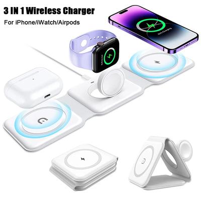 Магнитное беспроводное зарядное устройство 3 в 1 для iPhone 15 14 13 12 11 Pro Max Watch AirPods Быстрая зарядка Док-станция Magsafe Type C