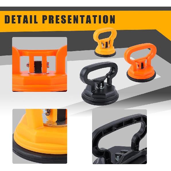 Glass Suction Cup Lifter Heavy Duty Tile Marble 3 Pack Black Orange Yellow