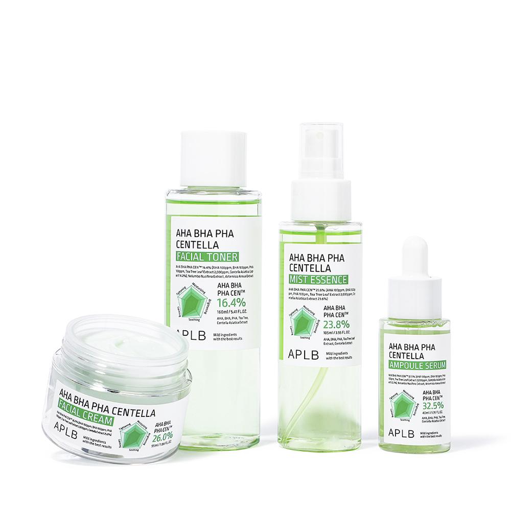 APLB AHA BHA PHA Набор центеллы: Крем для лица + ампульная сыворотка + эссенция-мист + тоник для лица в сочетании с комплексом Centella 3X