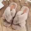 Fashion Women Fashion Warm Fluffy Slippers Cozy Faux Fur Cross Indoor Floor Slides Flat Soft Furry Ladies Female Celebrities Flip Flops