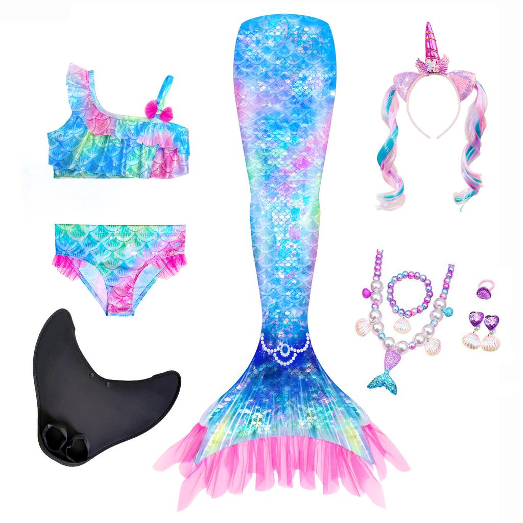 Girls mermaid swimsuit three-piece mermaid tail cross-border explosion bikini swimsuit beach swimsuit flash