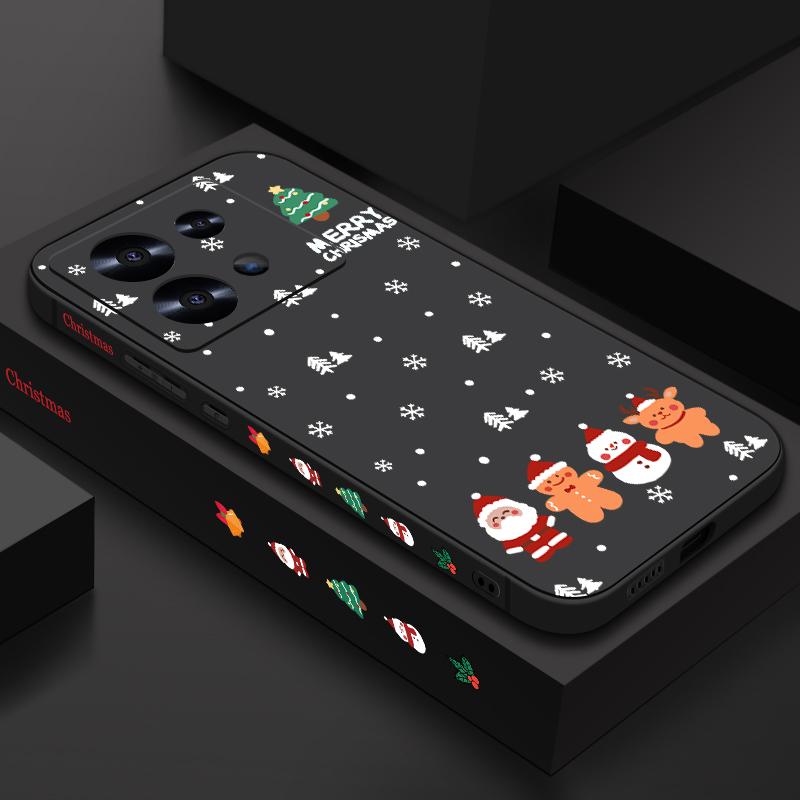 Мягкий тонкий чехол с рисунком рождественской елки для Xiaomi 13T Poco F6 X6 Pro Redmi Note 13 12 Pro 11 10, матовый чехол из ТПУ с ремешком, противоударный чехол для телефона