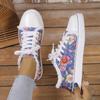 2024 Floral  Canvas Shoes  Women Large Size Flat Sneakers Female Lace-up Sports Shoes Casual Vulcanized Shoes