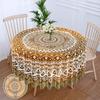 Скатерть круглая 63 дюйма Мандала Водонепроницаемая Однотонная Чехол для обеденного стола на террасе с ретро-узором Гобелен Занавеска Накидка на голову