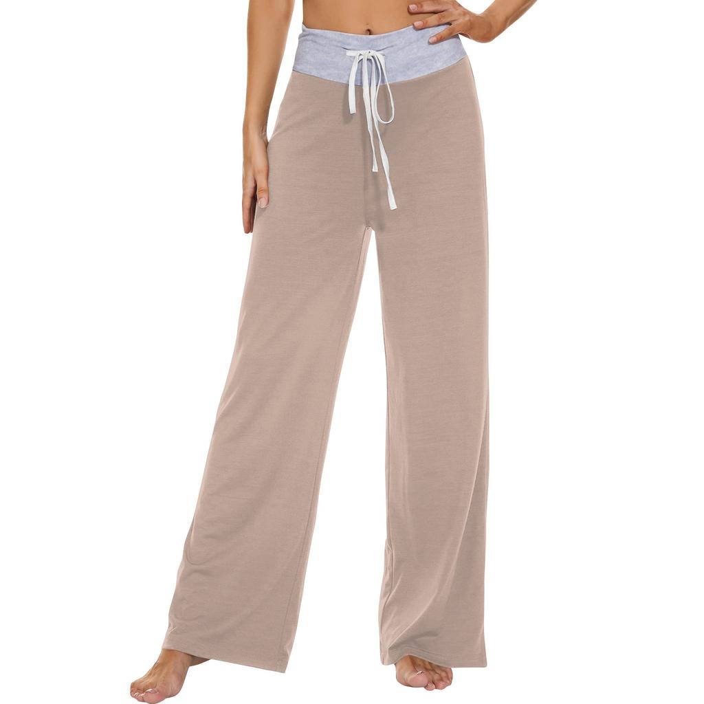 Women's Fashion Casual Comfortable Pajama Pants Printed Drawstring Wide Leg Pants Trousers
