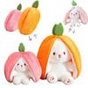 23/28/35cm Creative Funny Doll Carrot Rabbit Plush Toy Stuffed Soft Bunny Hiding In Strawberry Bag Toys for Kids Girls Birthday Gift