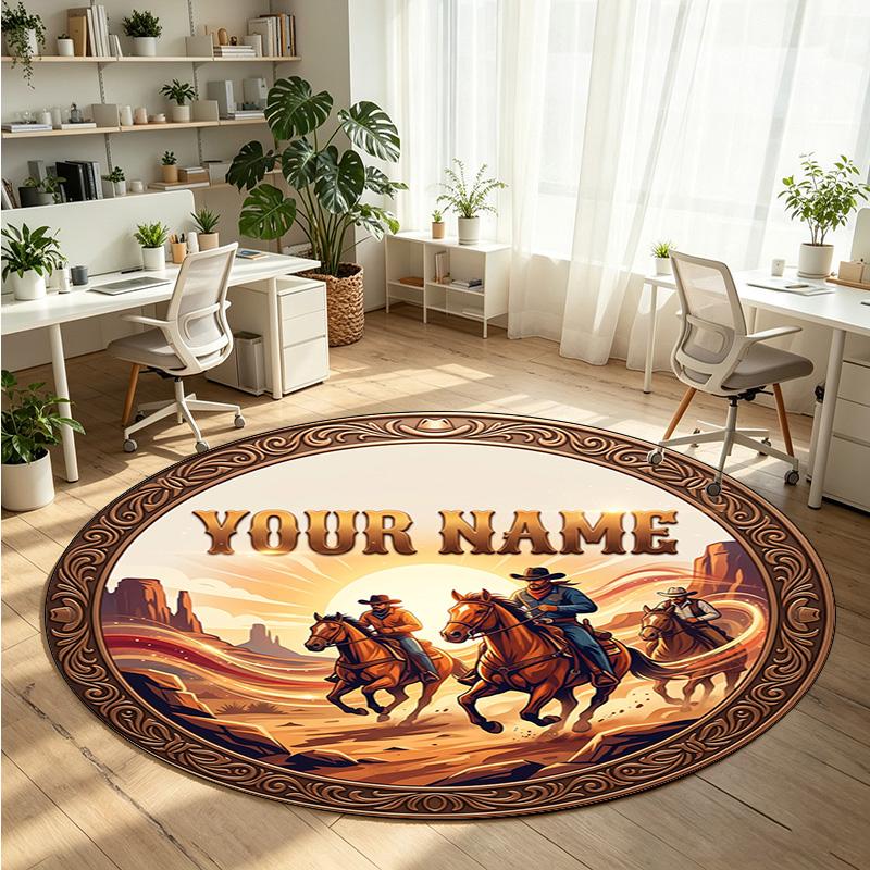 Other Art (225) Theme Round Crystal Velvet Rug Custom Name Text Personalized Floor Mat Home Decor Non Slip Crystal Carpet