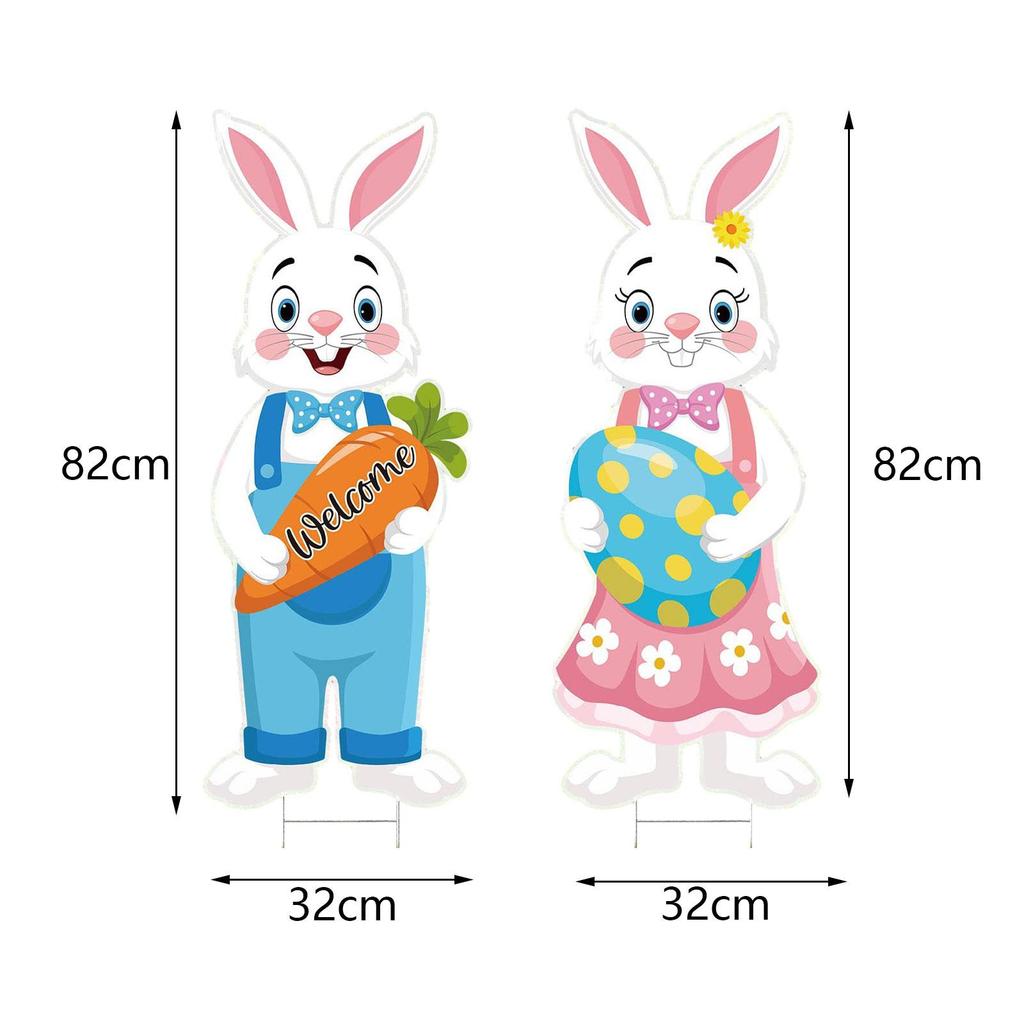 Пасхальные украшения для улицы, 32-дюймовый пасхальный кролик и табличка с изображением яичного двора с металлическими кольями, большой декор в виде счастливого кролика