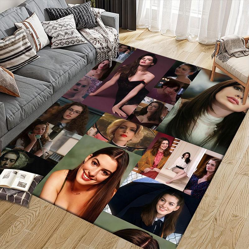 Hathaway Flannel Printed Carpet, Home Sofa Decoration for Living Room & Bedroom, Non‑Slip Play Flannel Floor Mat for Game Room