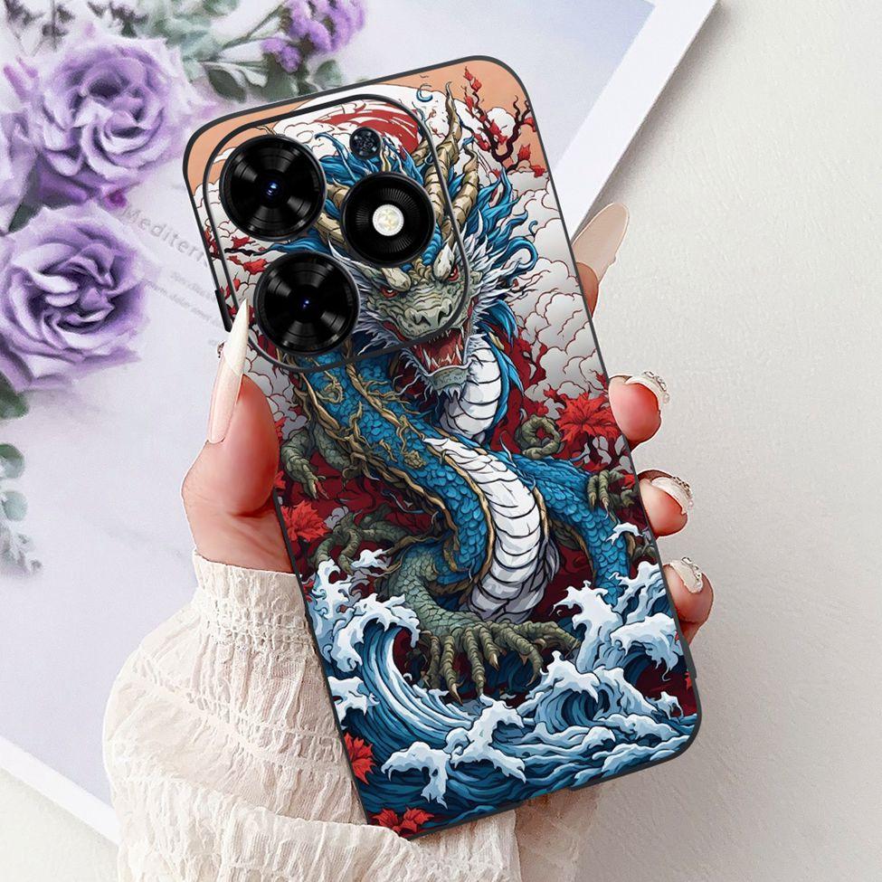 Для Tecno Spark Go 2024 BG6 Задняя крышка Для Tecno Spark Go 2024 Чехол Модный Роскошный Цветы Милый Мультяшный Кот Ударопрочный Силиконовый